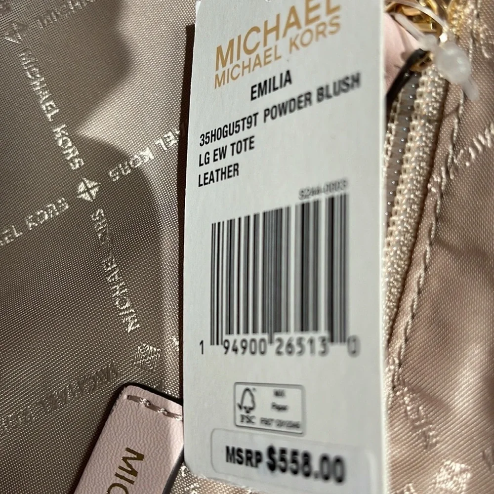 MICHAEL KORS Emilia Large Pebbled Leather Tote Bag POWDER BLUSH